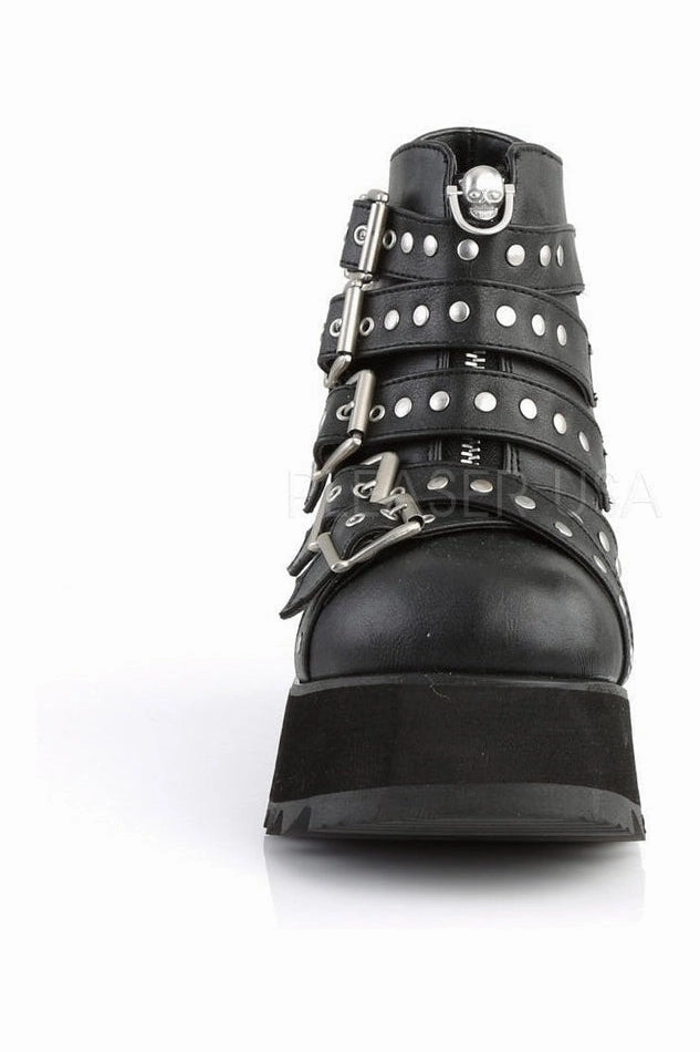 SCENE-30 Demonia Wedge | Black Faux Leather
