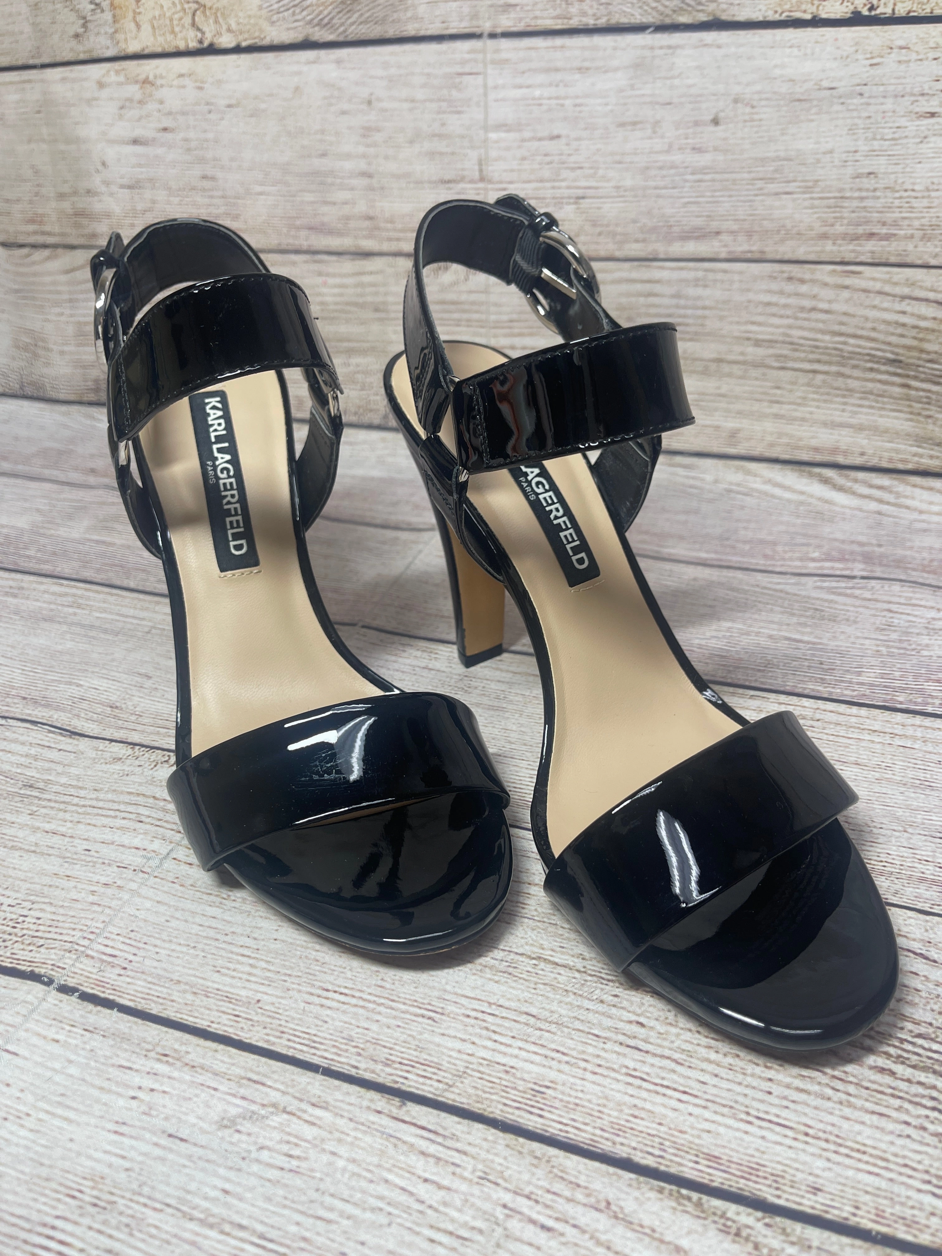 Shoes Designer By Karl Lagerfeld In Black, Size: 8.5