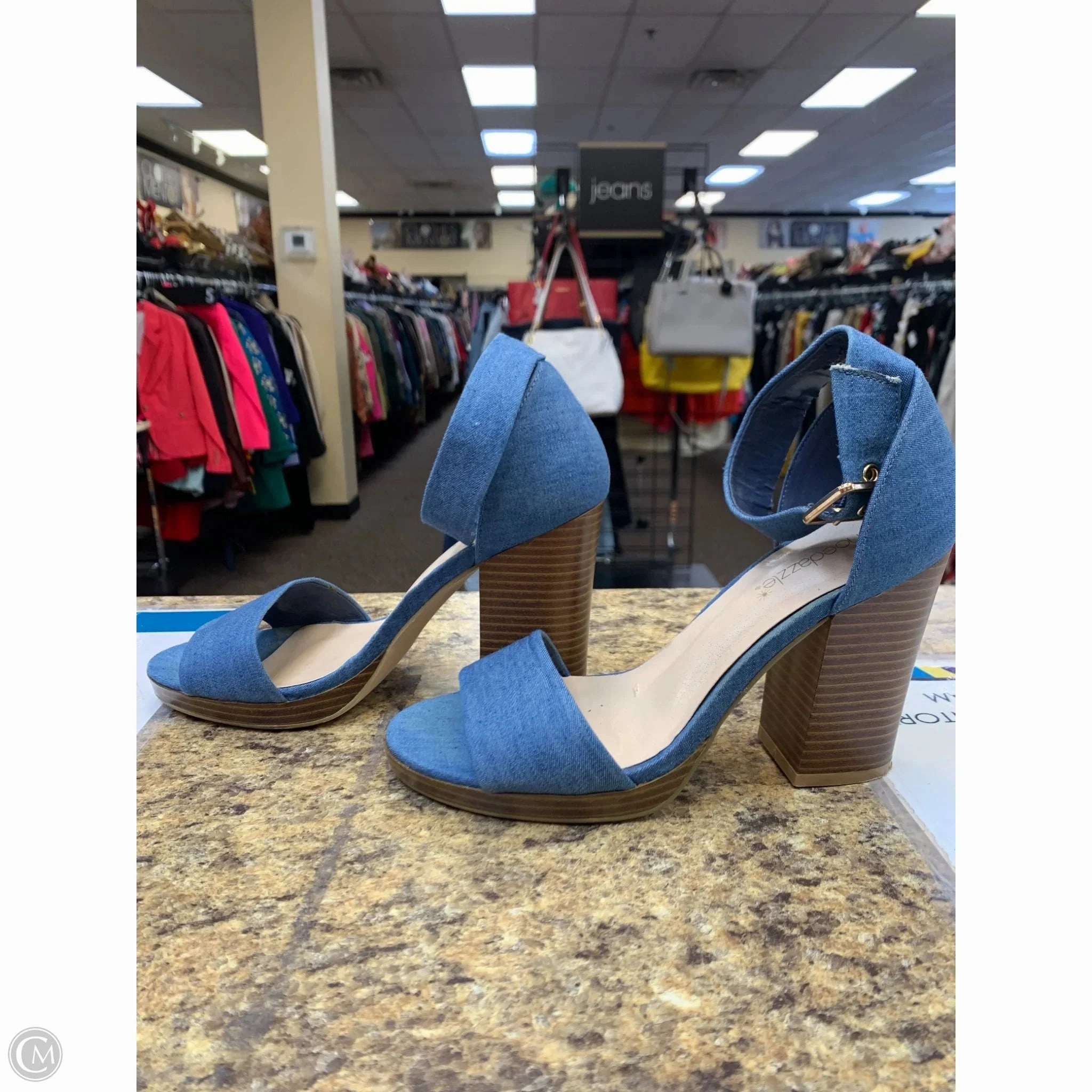 Shoes Heels Block By Shoedazzle In Blue Denim, Size: 7.5