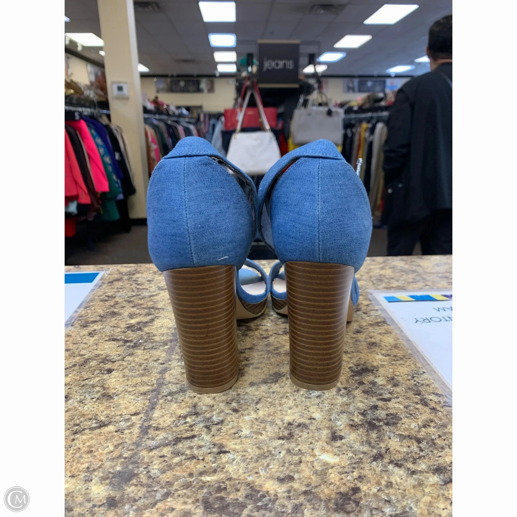 Shoes Heels Block By Shoedazzle In Blue Denim, Size: 7.5