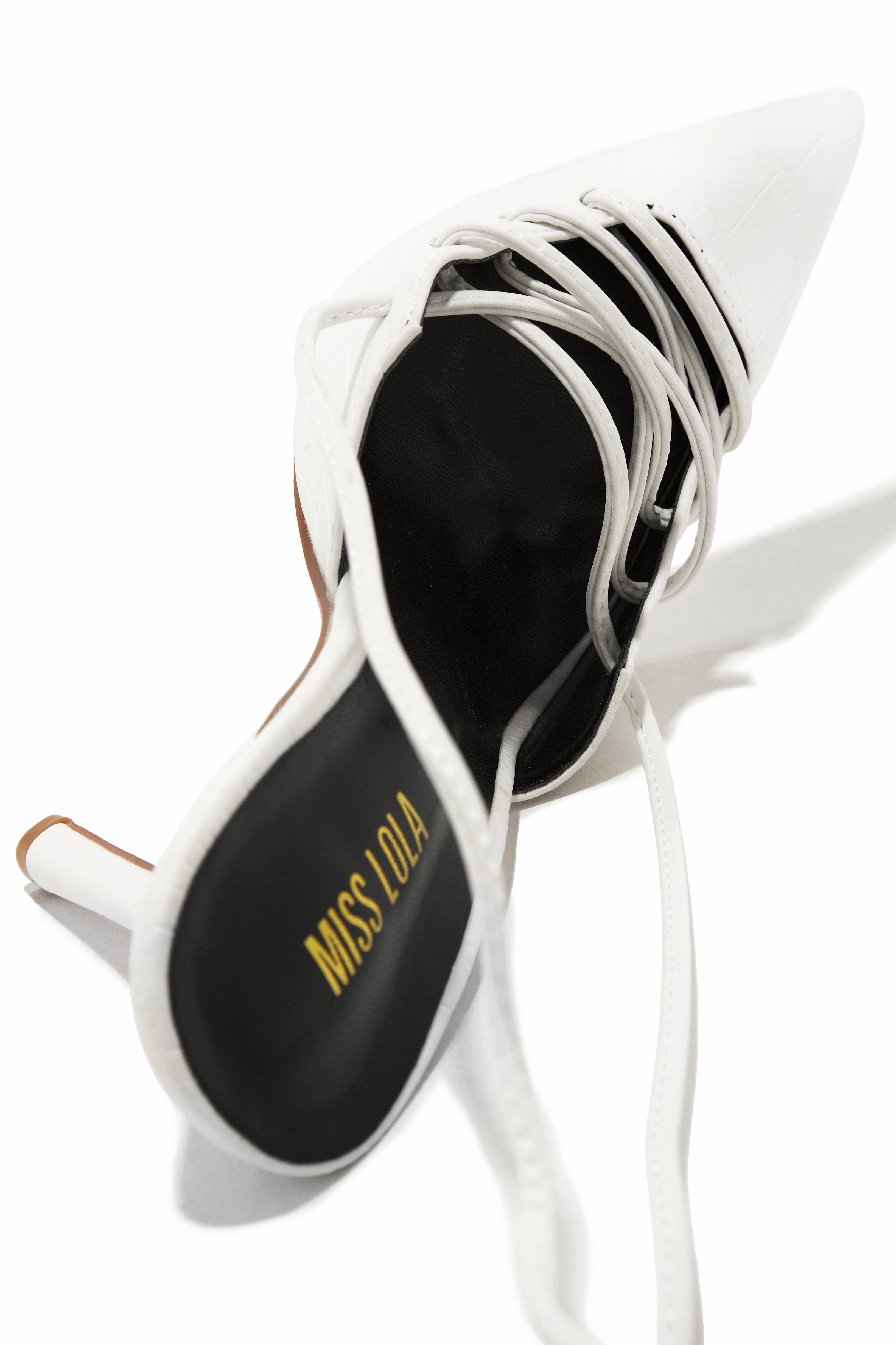 Simone Lace Up High Heel Pumps - White