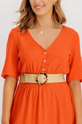 Sole Beige Straw Waist Belt