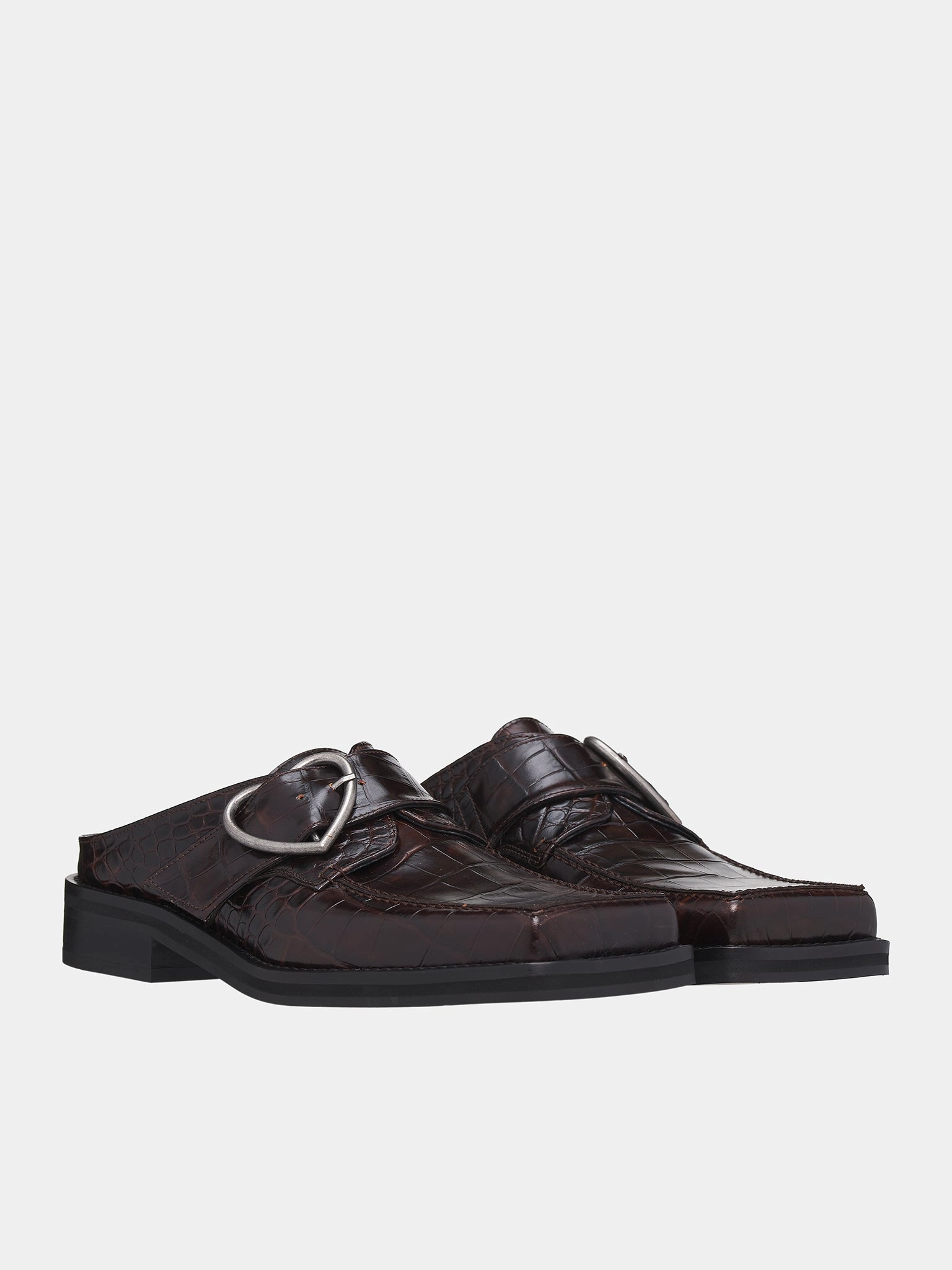 Square Toe Buckle Mule (1056LE01710M-BROWN)