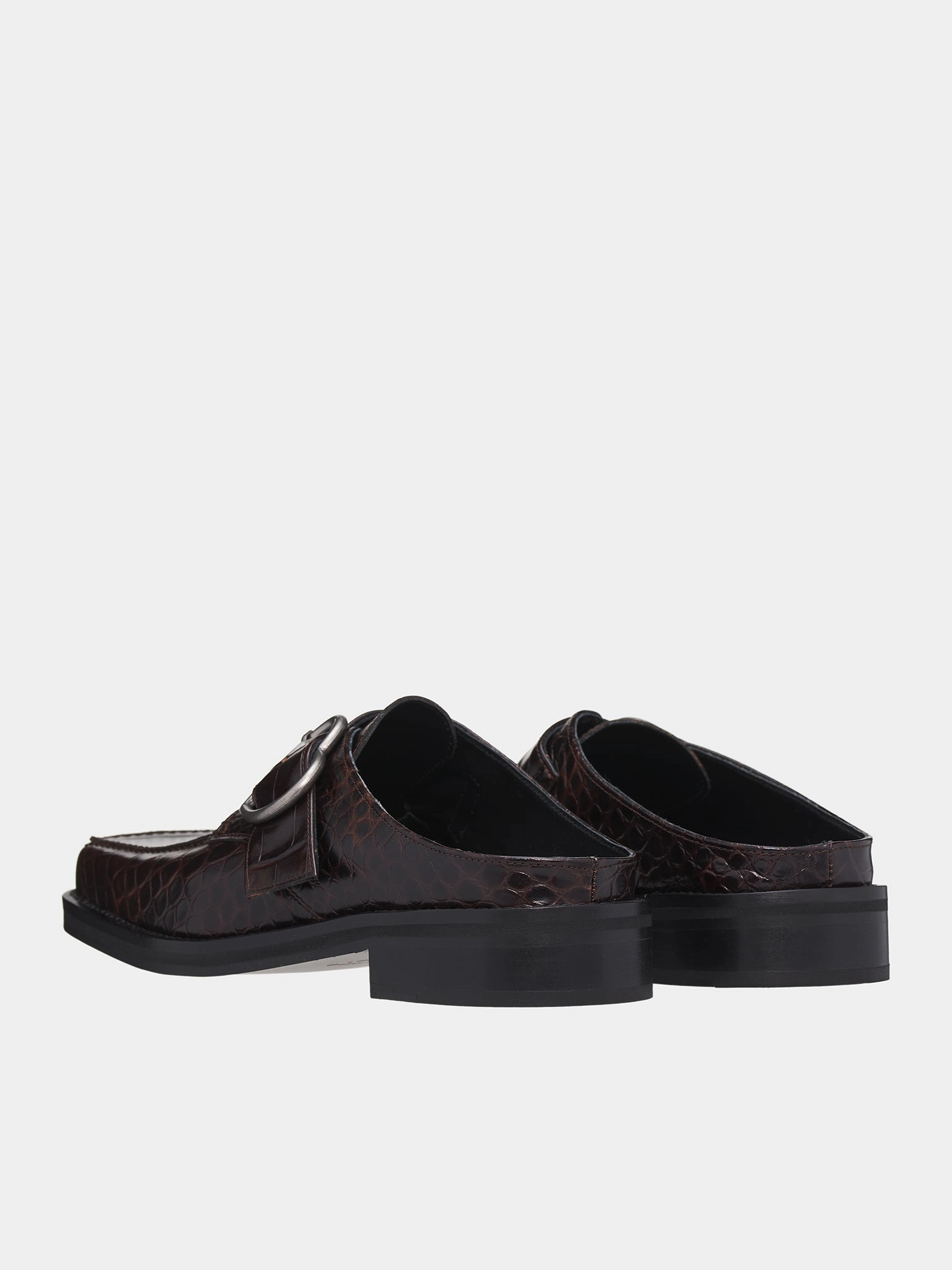 Square Toe Buckle Mule (1056LE01710M-BROWN)