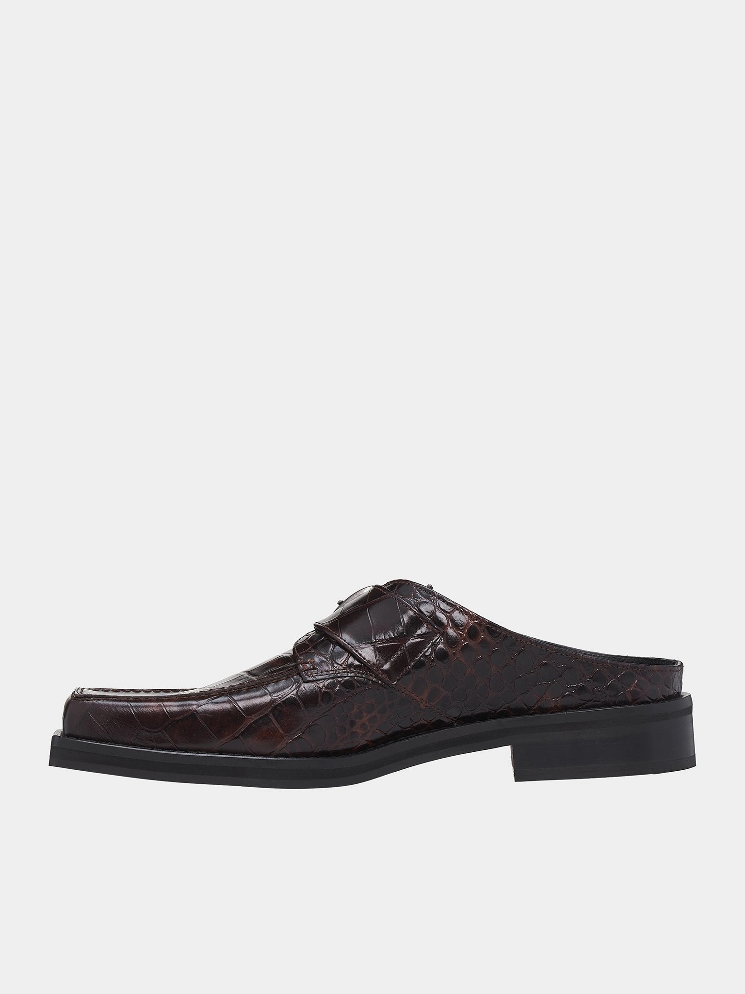 Square Toe Buckle Mule (1056LE01710M-BROWN)