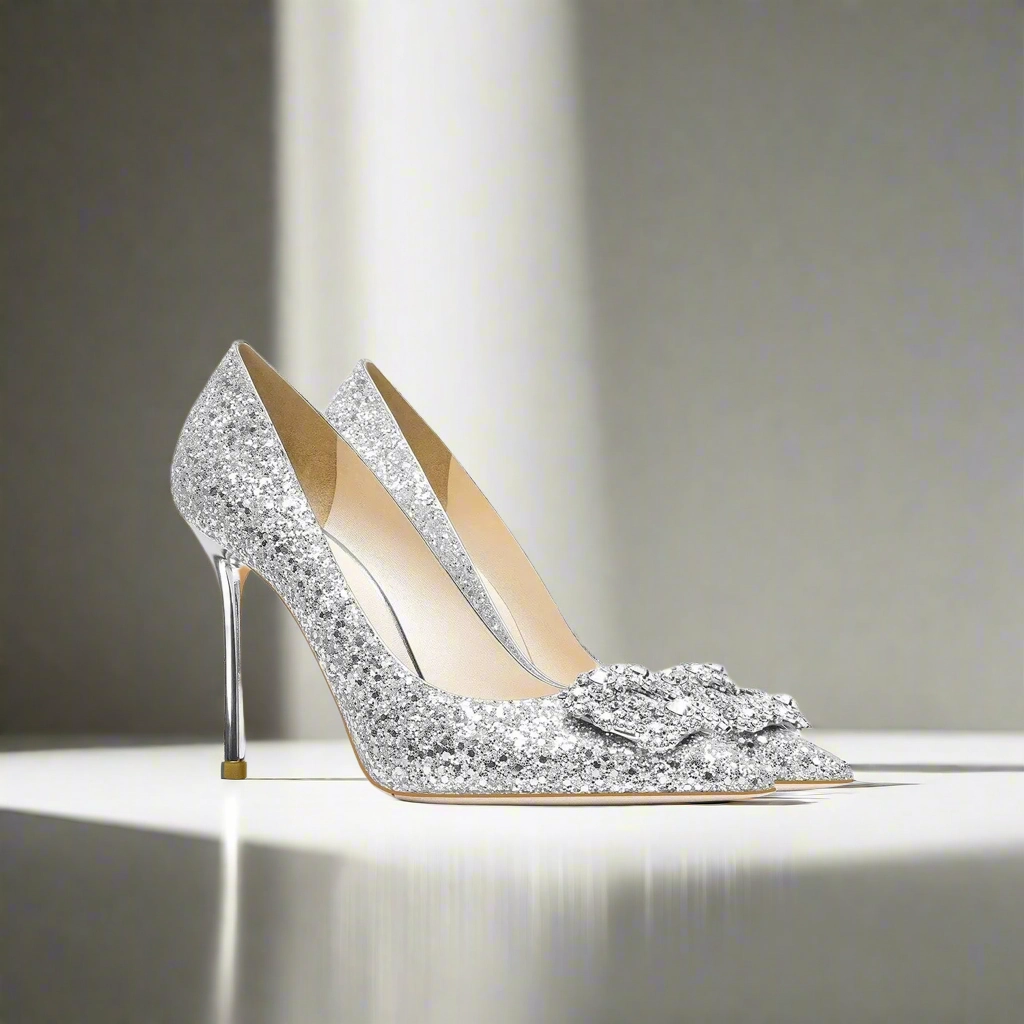 Tamil Silver Sequin Heels