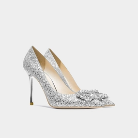 Tamil Silver Sequin Heels