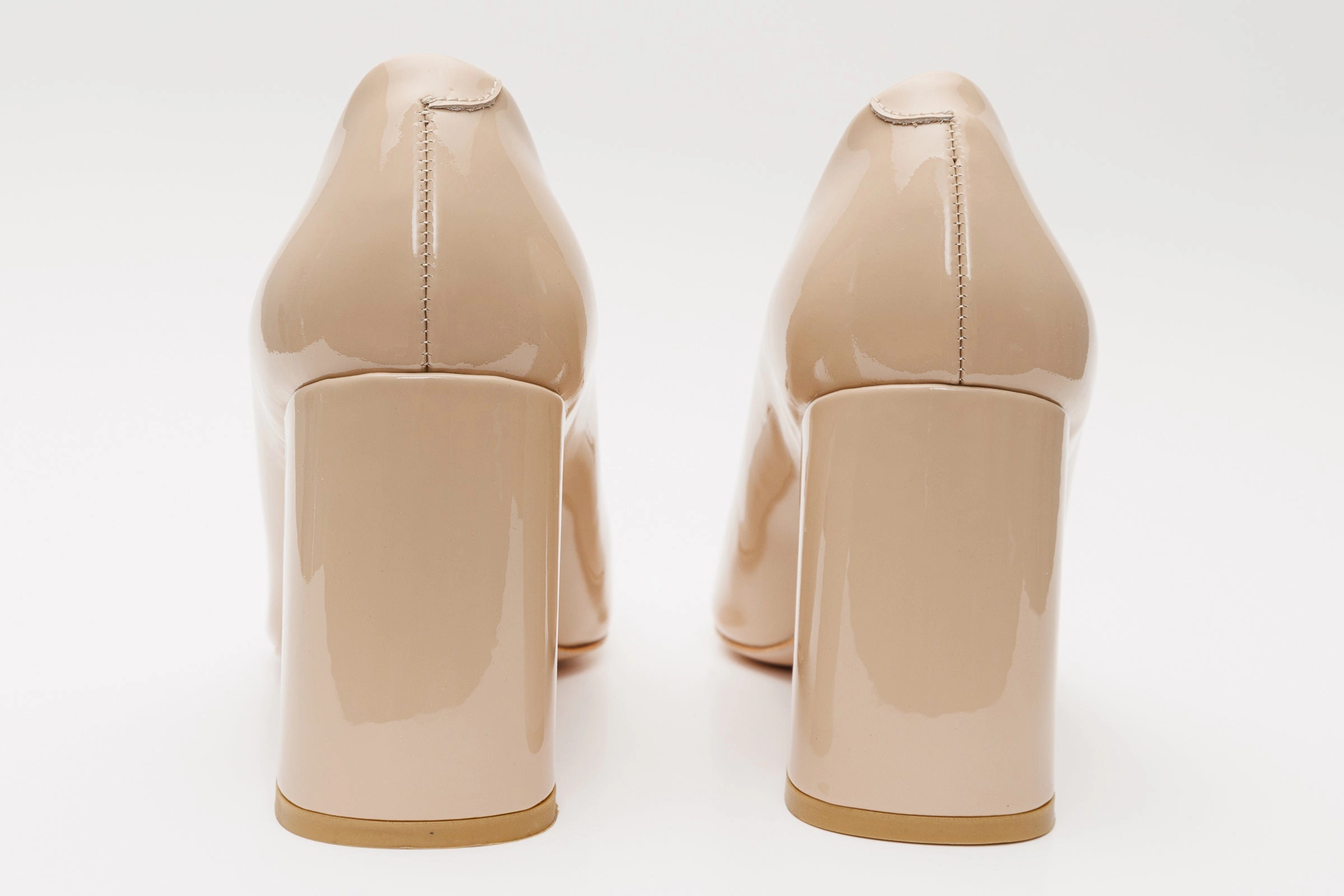 The Ferrara Cream Patent Leather Block Heel Pump Women Shoe