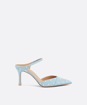Uma 80 Sky Blue Grosgrain Mules