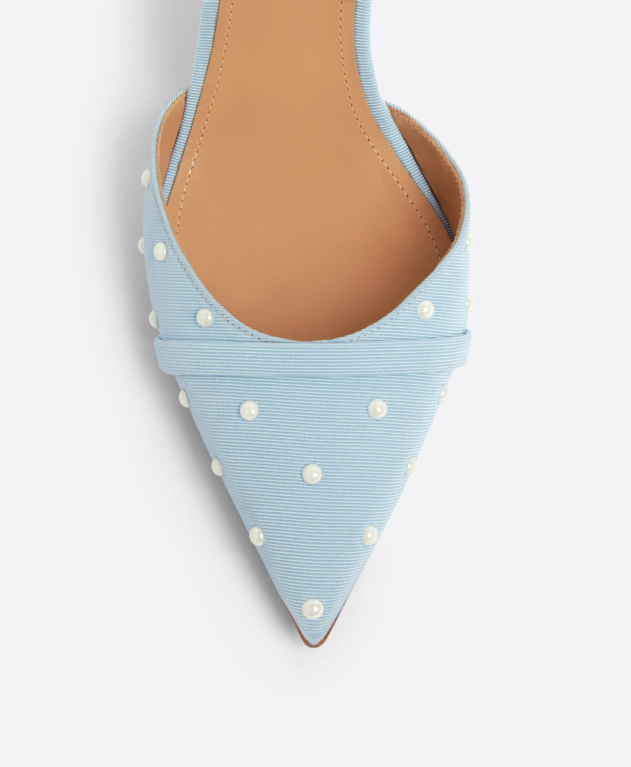 Uma 80 Sky Blue Grosgrain Mules