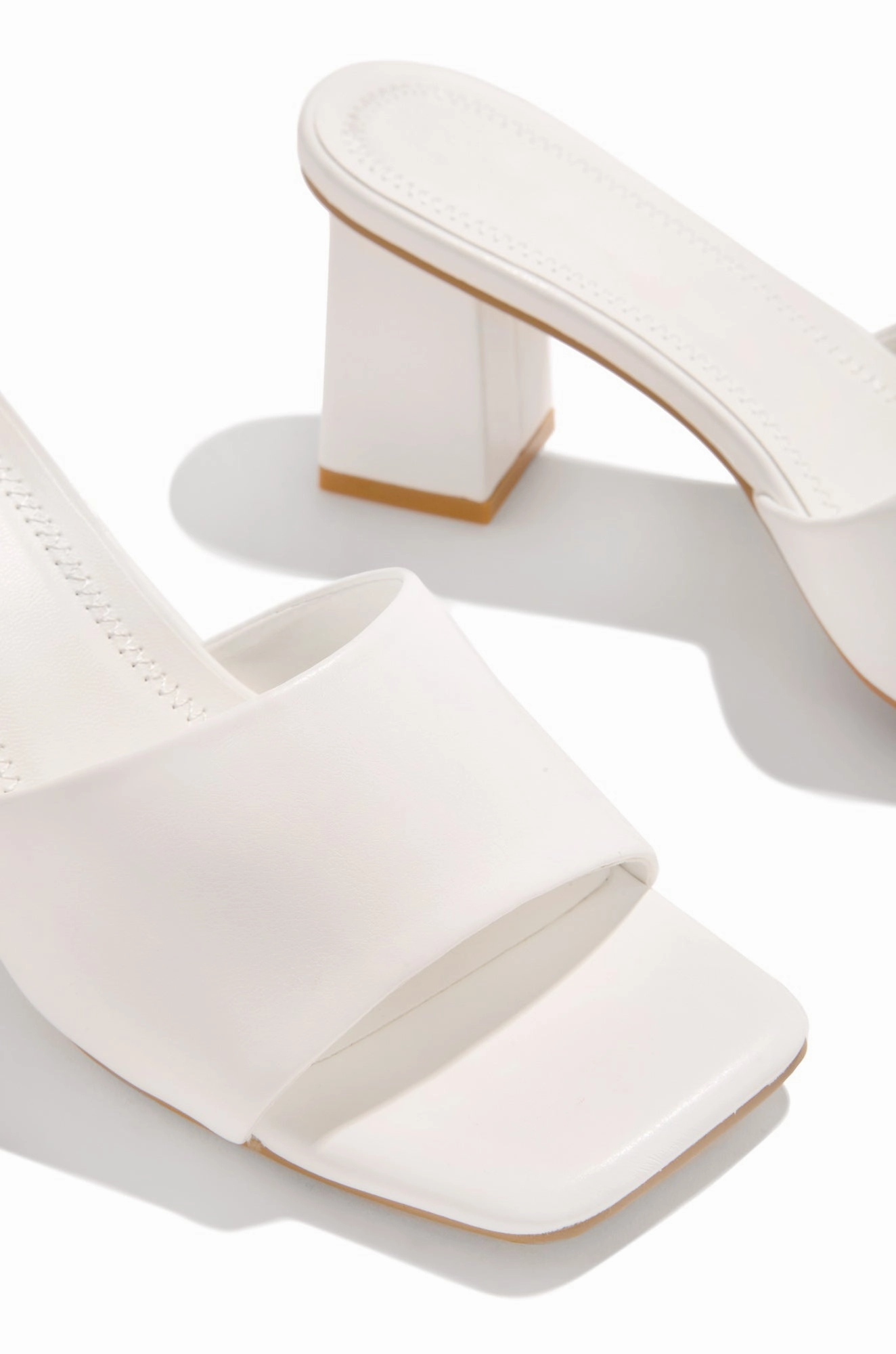 Valentine Block Heel Mules - White