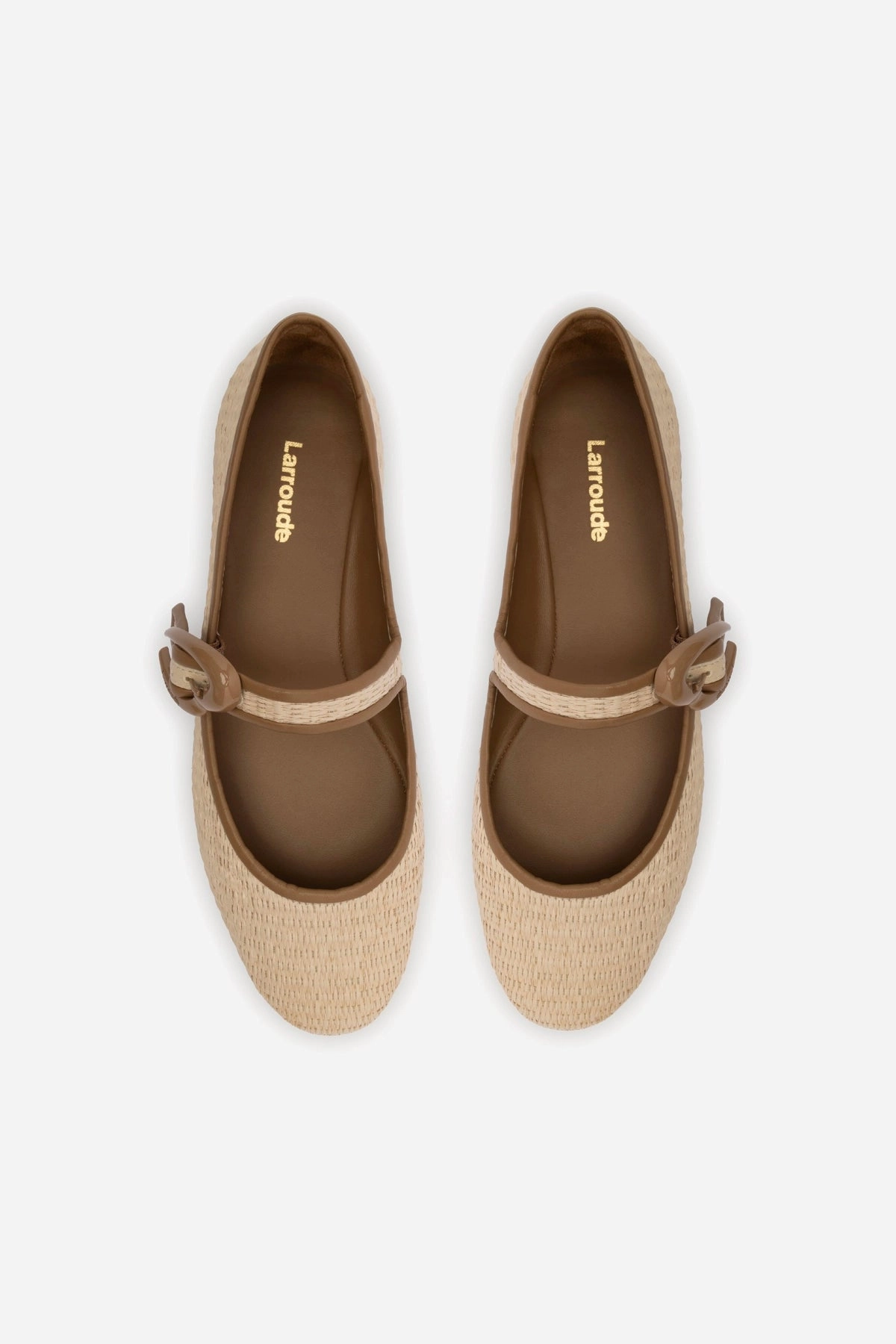 Verona Ballet Flat In Natural Raffia and Hazelnut Trimming