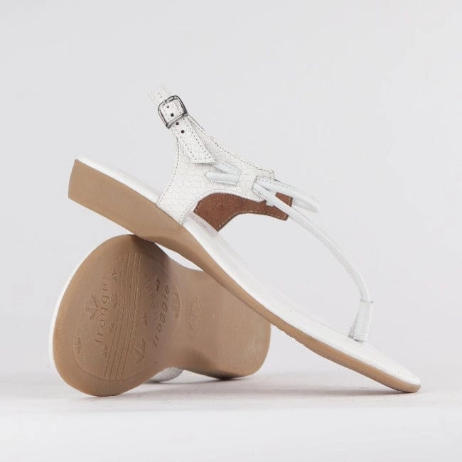 Women's Thong Flat Sandal in White Multi - 10732