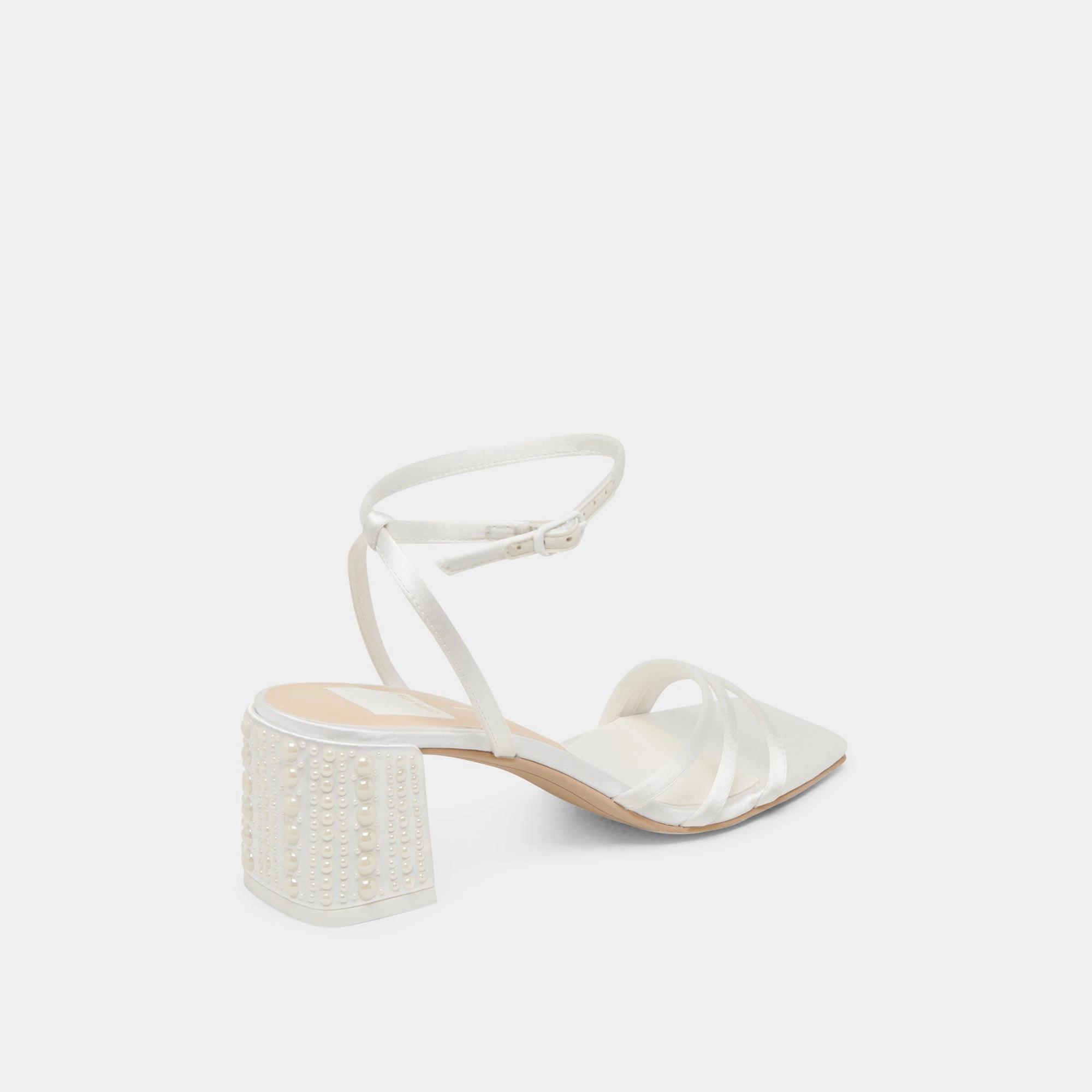 YSABEL PEARL HEELS TRUE WHITE SATIN