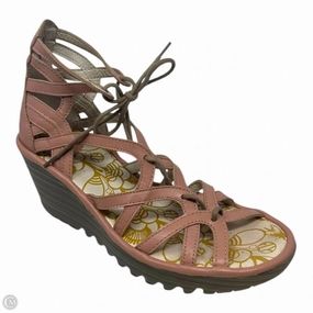 Yuke Lace Shoes Heels Wedge By Fly London In Pink, Size: 7.5