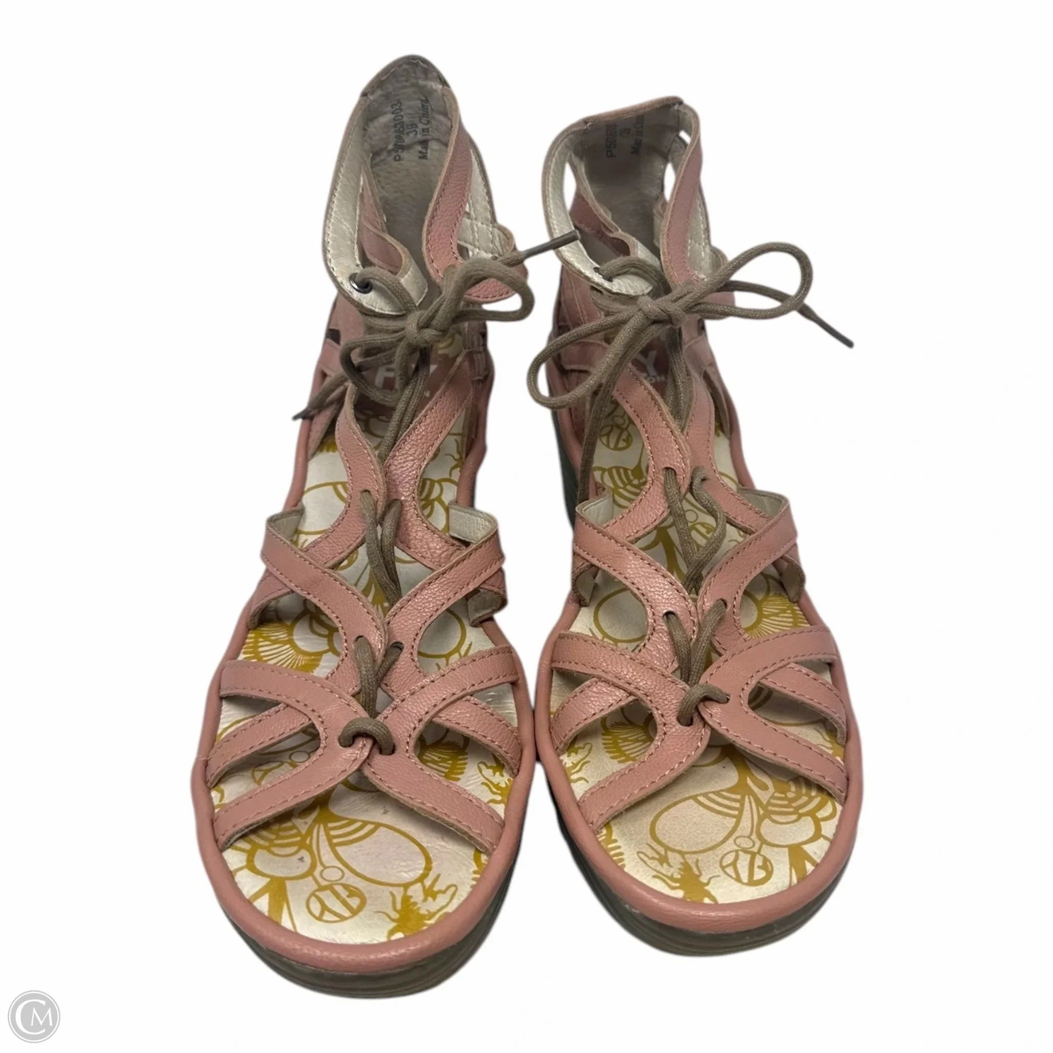 Yuke Lace Shoes Heels Wedge By Fly London In Pink, Size: 7.5